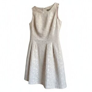 Taylor Women Metallic Tan Jacquard Fit and Flare Cocktail Dress Size 10